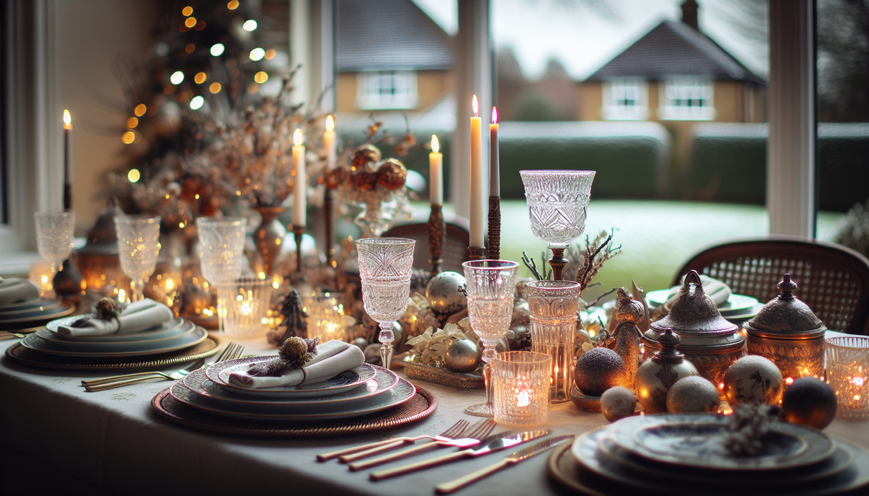 alt_text: Elegant Surrey feast with sparkling tableware and festive decorations.