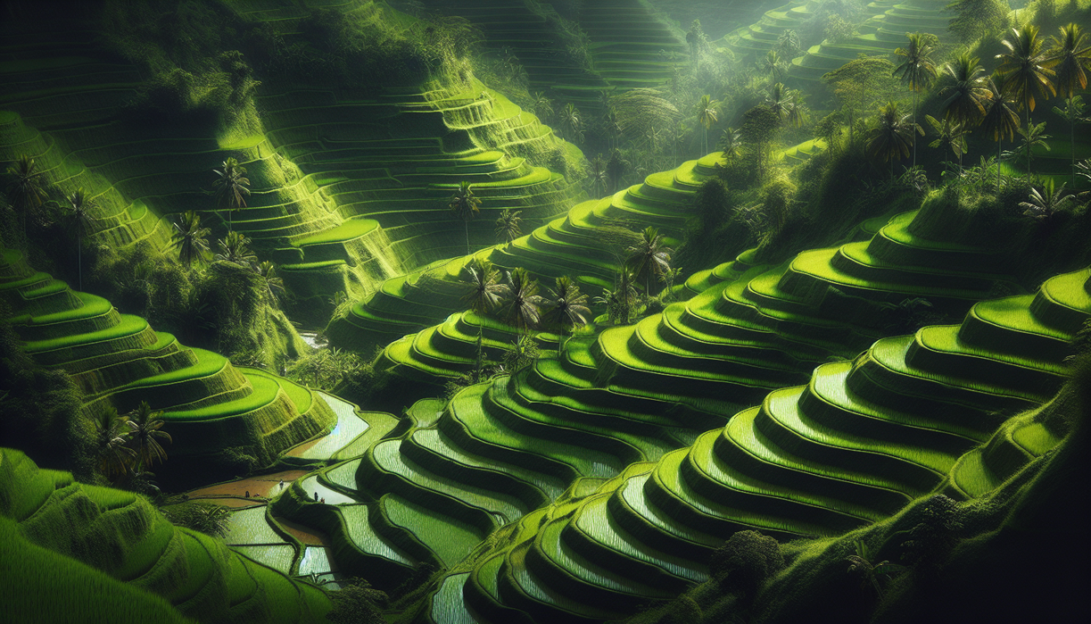 alt_text: Terraced rice fields lush with green, illustrating Indonesia's move toward local rice self-sufficiency.