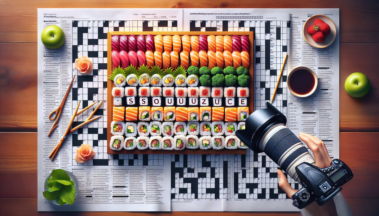 alt_text: A crossword puzzle revealing a hidden sushi sauce recipe.