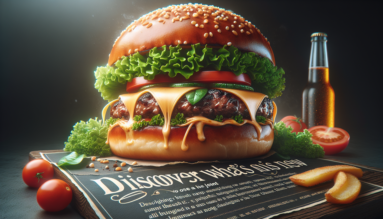 alt_text: A variety of creative burgers with unique toppings displayed on a rustic wooden table.