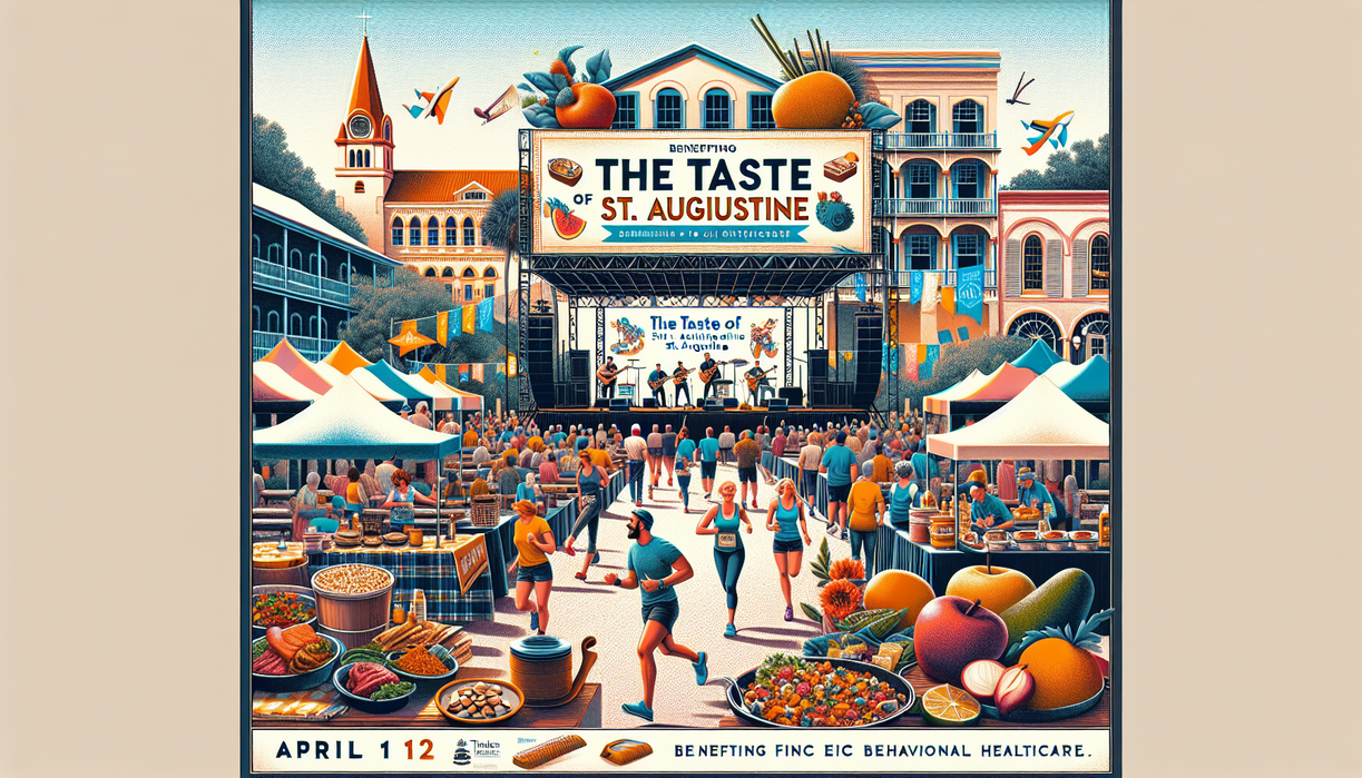 alt_text: A vibrant mural in St. Augustine showcasing local flavors and cultural symbols.