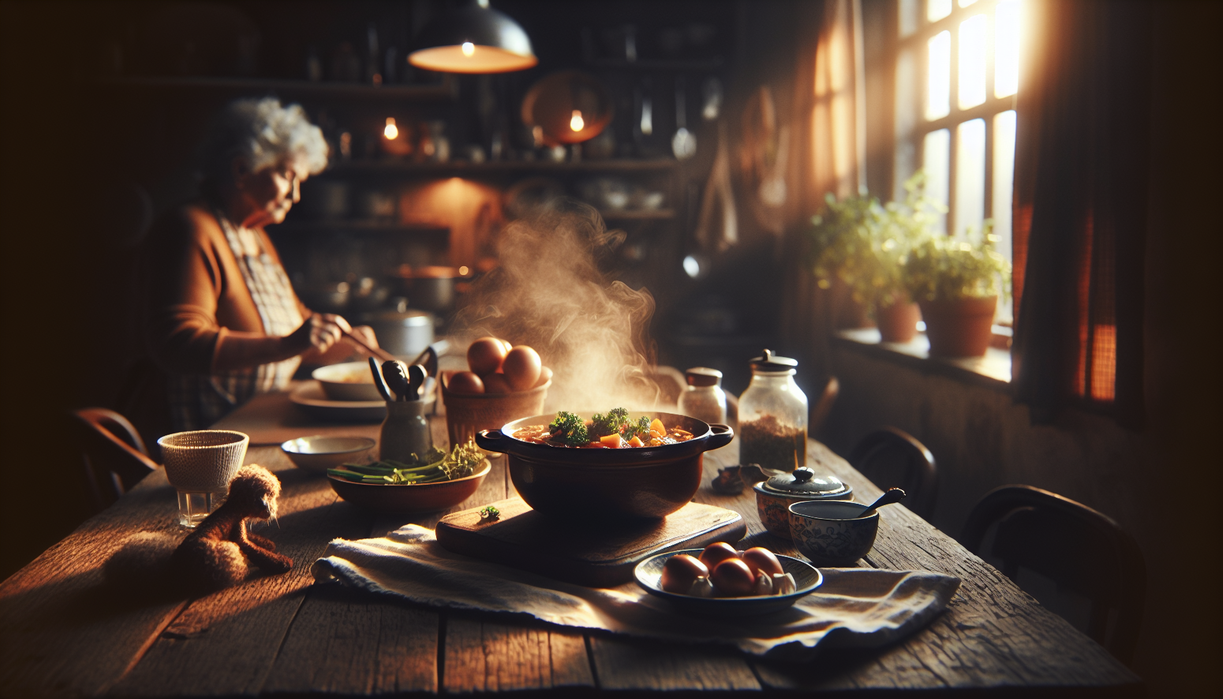 alt_text: A Tex-Mex breakfast spread with tacos, salsa, and coffee.