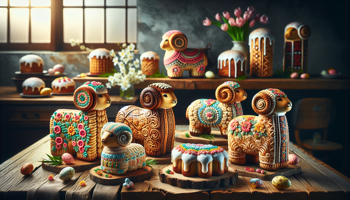alt_text: Easter Lamb Cakes on a table, symbolizing tradition and cultural stories.