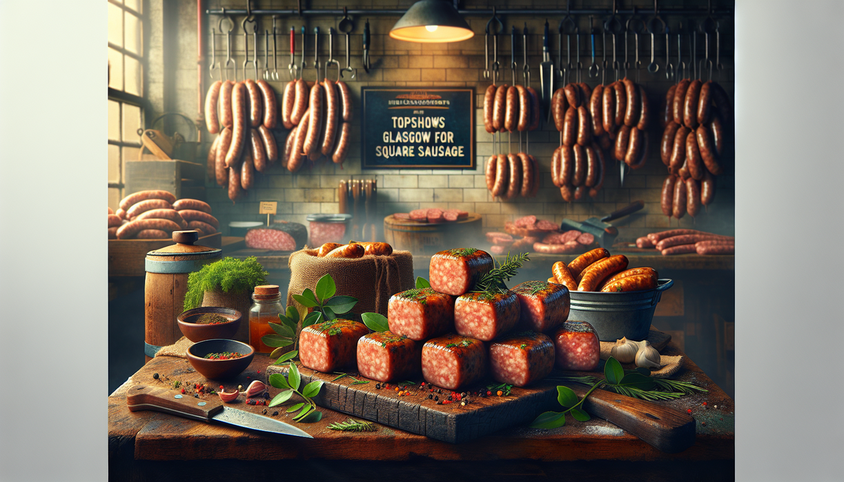 alt_text: Square sausage on a plate near top restaurants in Glasgow.