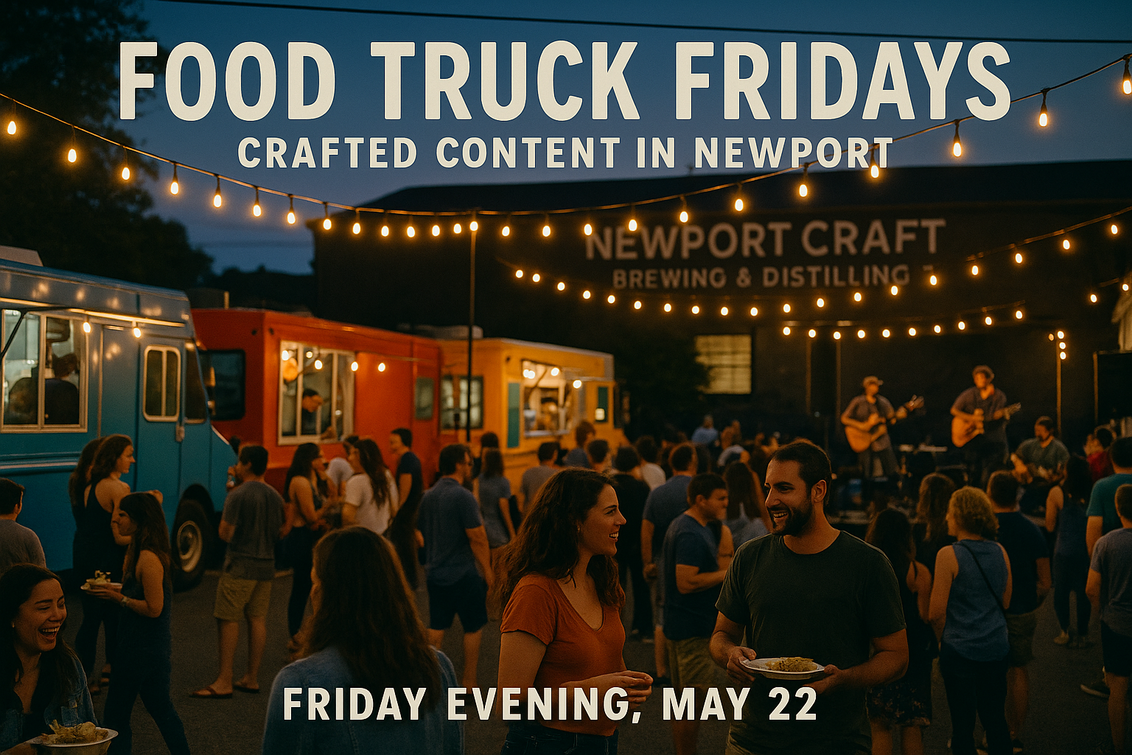 alt_text: A vibrant food truck scene with diverse cuisine options and people enjoying food outdoors.