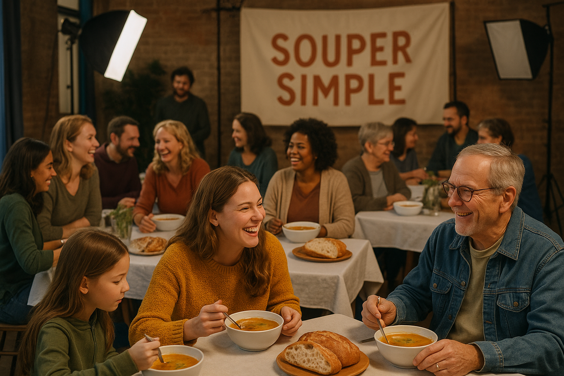 alt_text: A cozy night with heart-shaped bites and soup, capturing warmth and comfort.