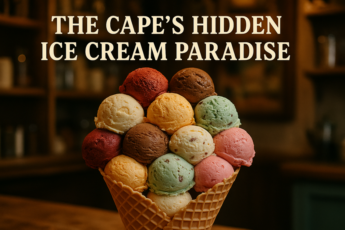 alt_text: A flight of assorted ice cream scoops presented in small bowls on a wooden tray.